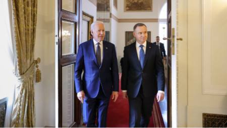 Президент Польши Анджей Дуда и президент США Джо Байден, вчера в Варшаве 