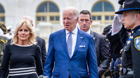 Президентът Байдън и първата дама Джил Байдън на церемония в чест на служителите на реда, загубили живота си при изпълнение на служебния си дълг, Вашингтон, окръг Колумбия, 15 май 2022г.