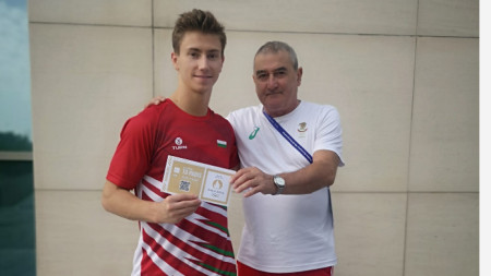 Кевин Пенев и Милко Танкушев (старши-треньор на националния отбор по спортна гимнастика)