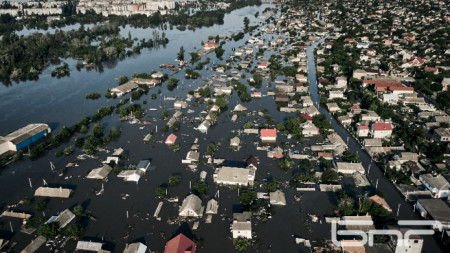 Flooding in Kherson after dam blast, June 7, 2023.