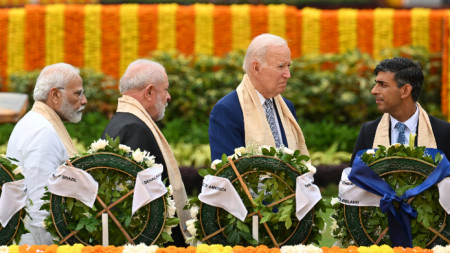 Лидерите на Индия, Бразилия, САЩ и Великобритания отдадоха почит на Махатма Ганди, 10 септември 2023 г.