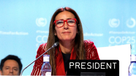 Каролина Шмит изнася речта си по време на конференцията на ООН за изменение на климата - COP25
