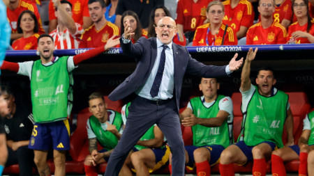 Емоционалният Луис де ла Фуенте по време на мача с Франция.