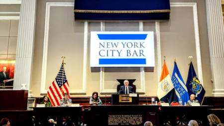 Consul Angel Angelov at a forum in New York