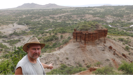 Prof. Nikolay Ovcharov in The Olduvai Gorge in Tanzaniaл