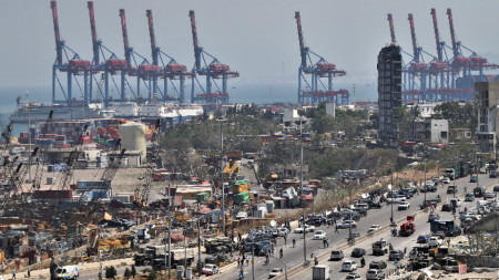 Изглед към пристанището в Бейрут, 5 август 2020 г.