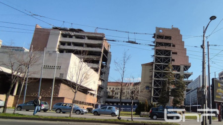 Бомбардираната от НАТО сграда на бившия Генерален щаб на югославската армия в Белград