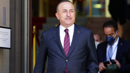 Турският външен министър Мевлют Чавушоглу по време на среща на външните министри на НАТО в Берлин, 15 май 2022 г. 