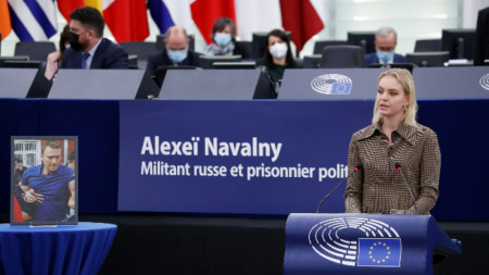 Дария Навалная пред Европейския парламент в Страсбург - 15 декември 2021