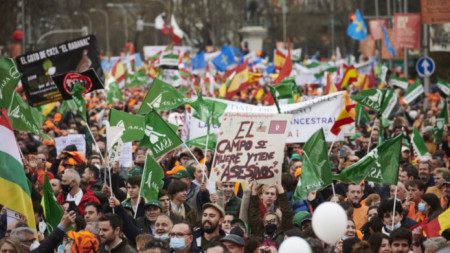 Десетки хиляди души излязоха на протест в центъра на Мадрид