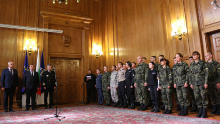 Церемония по изпращането на българския военен отбор за участие в Седмите световни военни игри в Китай. 
