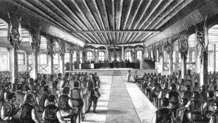 Заседание на Народното събрание в Търново, гравюра, 1879 г.