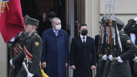 Президентите Реджеп Ердоган и Володимир Зеленски нв Киев, 3 февруари 2022 г.