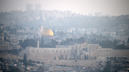 Изглед към Стария град в Ерусалим, 14 април 2024 г.