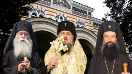 Тримата митрополити, от които ще бъде избран Българският патриарх (от ляво надясно): Гавриил Ловчански, Григорий Врачански и Даниил Видински.