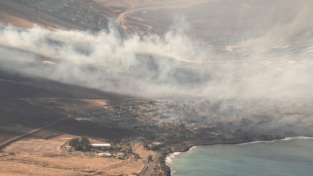 Изглед от въздуха след големия пожар в щата Хавай