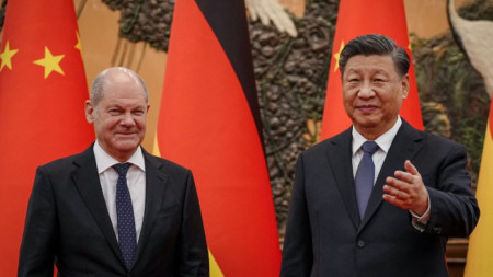Олаф Шолц и Си Цзинпин в Пекин, 4 ноември 2022 г.