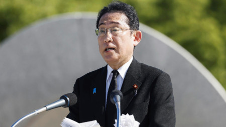 Фумио Кишида в Хирошима, 6 август 2023 г.