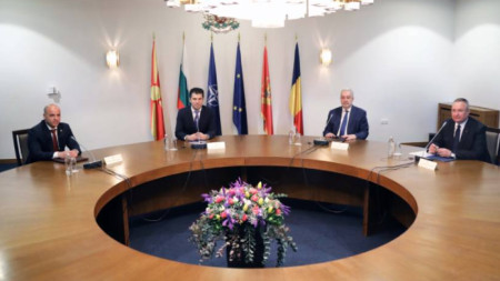 Left to right - the PMs of North Macedonia Dimitar Kovačevski, Bulgaria Kiril Petkov,  Montenegro Zdravko Krivokapić, and Romania Nicolae Ciucă attended a meeting between heads of government of NATO members in Southeastern Europe in Sofia.
