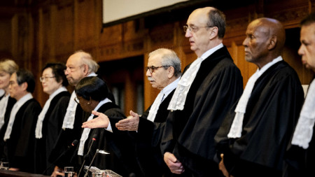 Момент от заседанието на съда в Хага по делото на Никарагуа срещу Германия