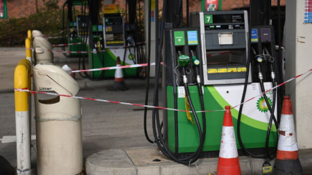 Затворена бензиностанция в Лондон поради липса на доставки с гориво, 27 септември 2021 г.