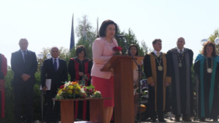 Министър Десислава Танева на тържественото откриването на новата академична година на Тракийския университет.