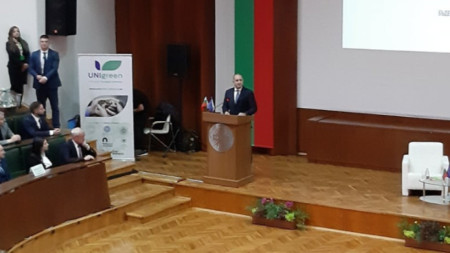 President Rumen Radev at the Agricultural University in Plovdiv. 