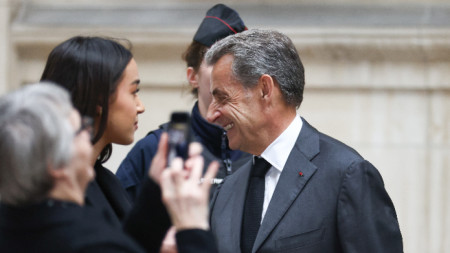 Бившият френски президент Никола Саркози преди началото на апелативния процес в Съдебната палата в Париж, 8 ноември 2023 г.
