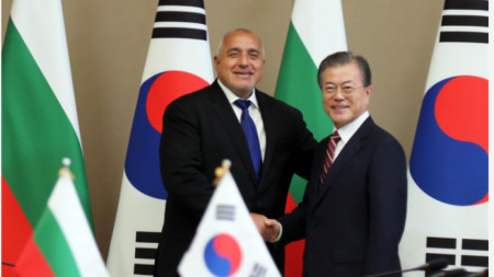 Президентът на Южна Корея Мун Дже Ин и българският министър-председател Бойко Борисов