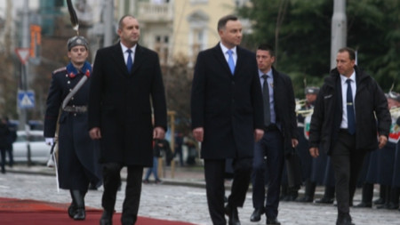 Церемония по официалното посрещане на президента Анджей Дуда и неговата съпруга Агата Корнхаузер-Дуда в България. 