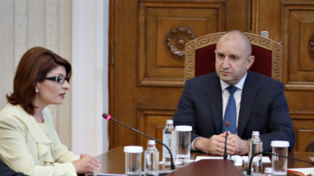 President Radev (R) andn GERB parliamentary group chairperson  Desislava Atanasova 