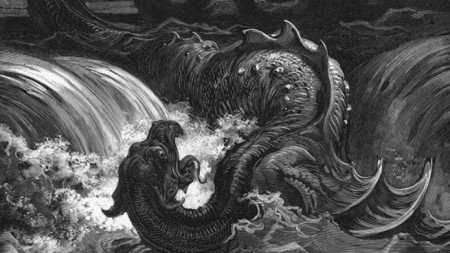 Убиването на Левиатан, Гравюра от Густав Доре, 1865 г.