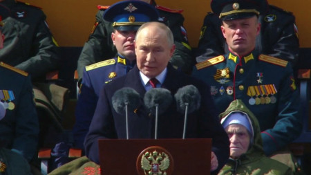 Владимир Путин на Червения площад в Москва, 9 май 2024 г.