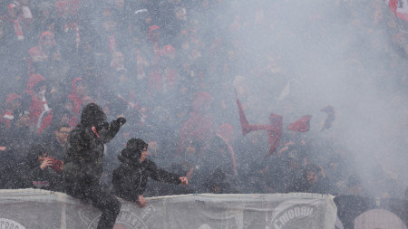 На трибуните на Националния стадион “Васил Левски” по време на срещата от 22-ия кръг на Първа лига Левски – ЦСКА София.