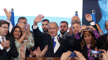 Бенямин Натаняху след обяваването на резултатите на изборите в Израел