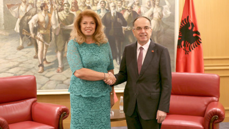 Bulgarian Vice President Iliana Iotova, Albanian President Bajram Begay meeting in Tirana, 15 September 2023.