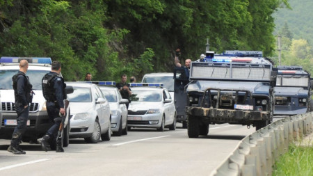 Акцията на косовската полиция края Зубин поток, Северно Косово.