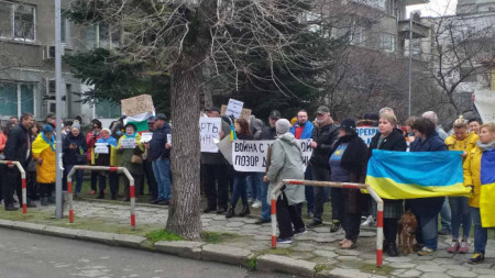 Украинската диаспора във Варна излезе на протест срещу военните действия на Русия, 24 февруари 2022 г.