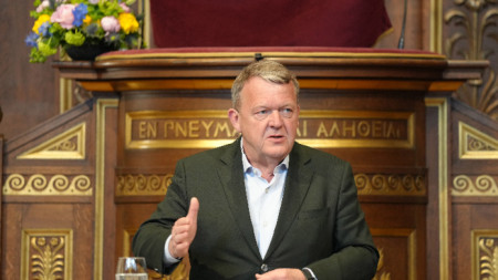 Външният министър на Дания Ларс Льоке Расмусен, Копенхагенския университет, Дания, архив, 16 май 2023 г.
