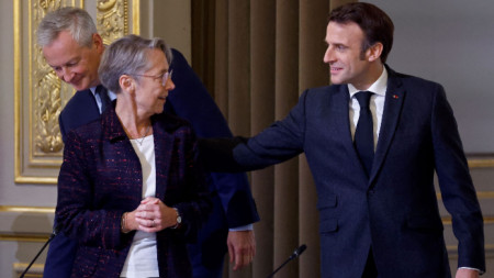 Министър-председателката на Франция Елизабет Борн и президентът на Франция Еманюел Макрон
