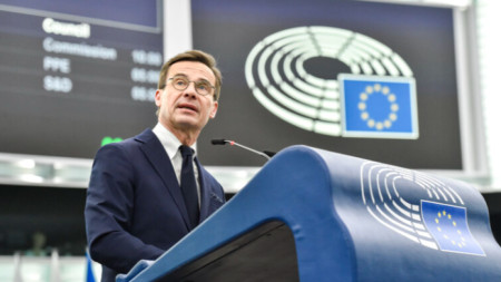 Улф Кристершон в пленарната зала на Европарламента в Страсбург, 17 януари 2023 г. 