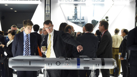 Ракета с голям обсег Brimstone на изложението Defense Security Equipment International (DSEI) в ExCel в Лондон, архив, 15 септември 2015 г. 