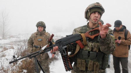 Украински бойци в околностите на Киев, 17 декември 2022 г.