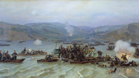 Nikolaï Dmitriev-Orenbourgski, La Traversée du Danube de l'armée russe (1883), Musée d'histoire militaire de Saint-Pétersbourg