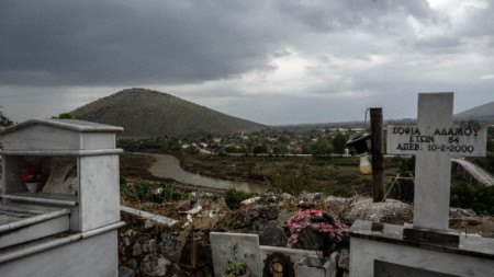 Изглед към пострадалото от бурята Даниел селище Влохос, 25 септември 2023 г.