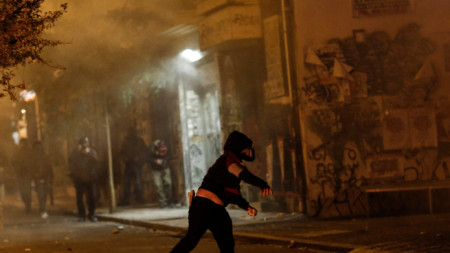 кадър от протестите в Атина