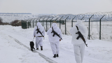 Украински патрул по границата с Русия в района на Харков, 16 февруари 2022 г.