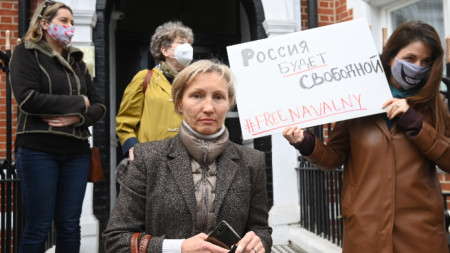 Марина Литвиненко на протест в подкрепа на Алексей Навални, 21 април 2021 г.