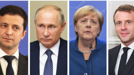 Зеленски, Путин, Меркел и Макрон