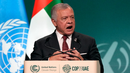 Йорданският крал Абдула Втори говори на конференцията на ООН за климата КОП 28 в Дубай, 1 декември 2023 г.